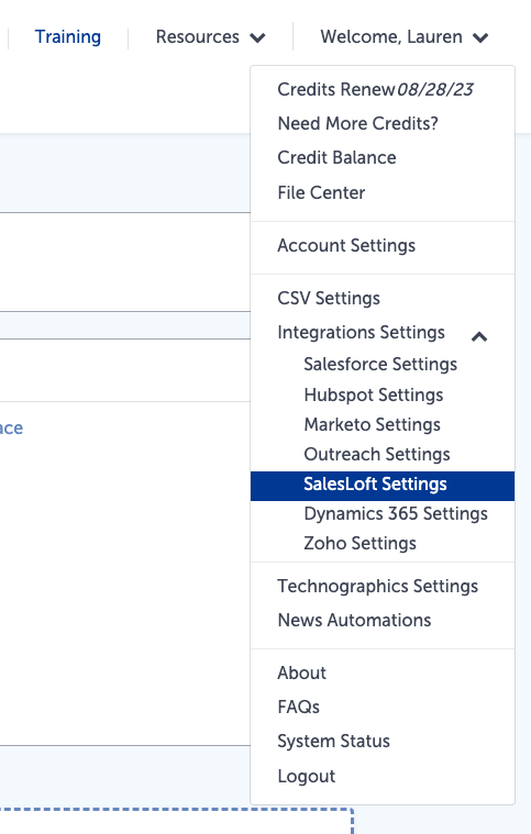Configure The SalesIntel Salesloft Integration SalesIntel Support Center